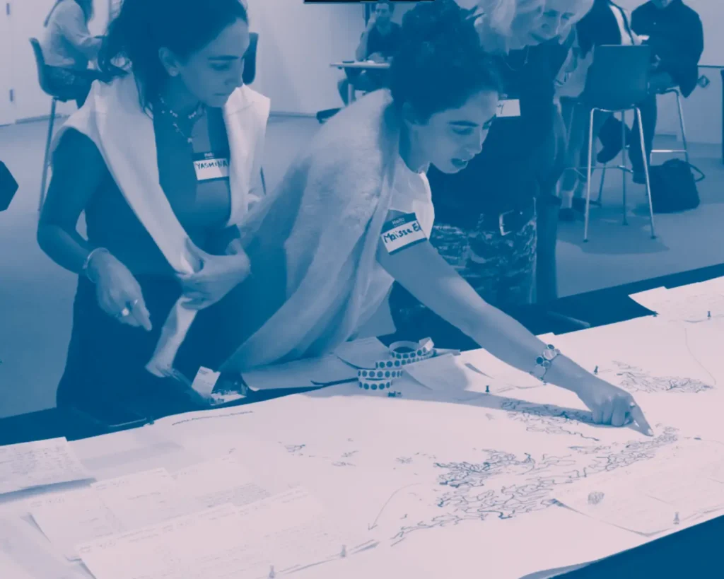 participants pointing on a map